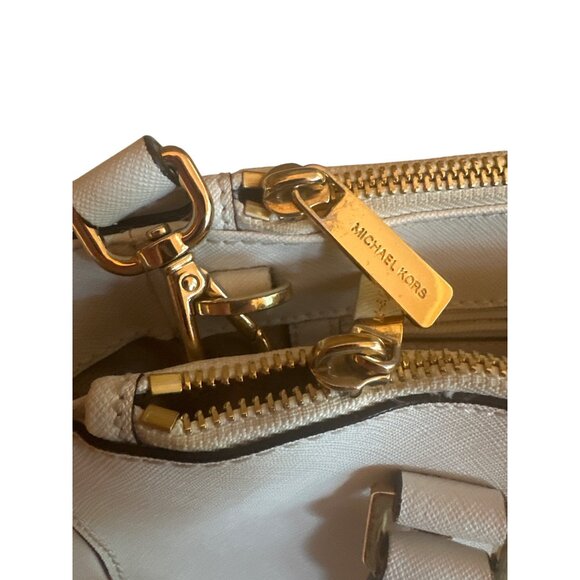 Michael Kors Sutton Large Two-Tone Leather Tote Bag Gold Accents Crossbody Strap - Picture 8 of 8